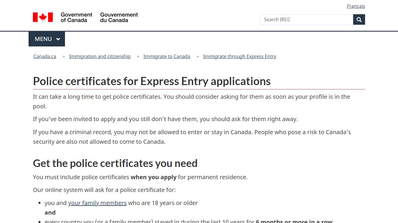 Police certificates for Express Entry applications - Canada.ca